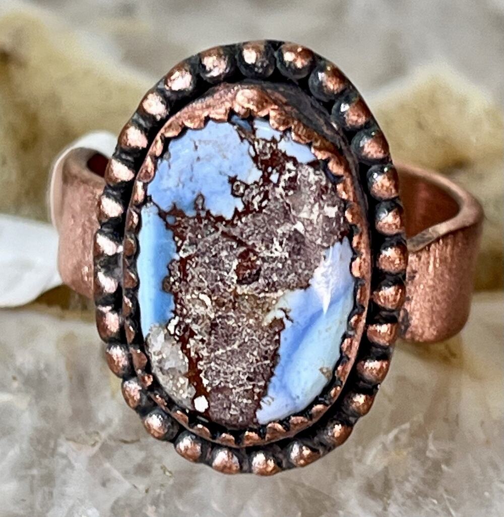 Golden Hills Turquoise Copper Statement Ring Handmade USA Adjust Southwestern